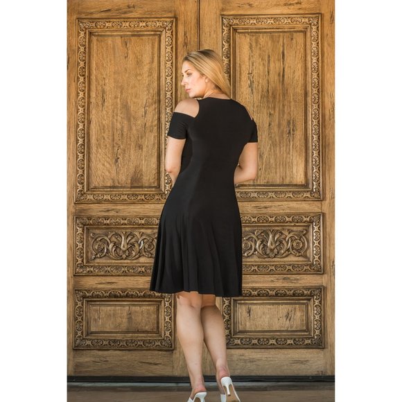 Funfash Plus Size Open Shoulders Black Dress - Picture 10 of 16